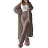 Womens Sexy 3 Piece Outfits Fuzzy Cardigan Crop Top Long Pants Set Loungewear