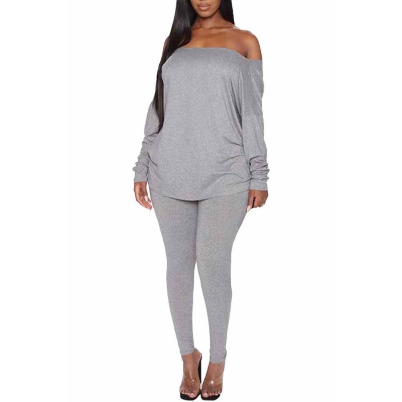 Off Shoulder Long Sleeve Twist Back Bodycon Pants Casual Outfits