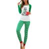 Womens Christmas Pajama Set Letter Print Oliver Green