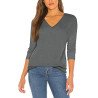 Women's Striped Thin Knit V Neck Sweater