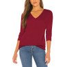Women's Striped Thin Knit V Neck Sweater