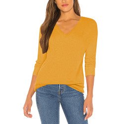 Women's Striped Thin Knit V Neck Sweater