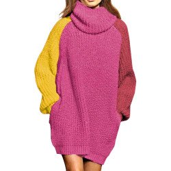 Women's Oversized Turtleneck Pullover Sweater Dress