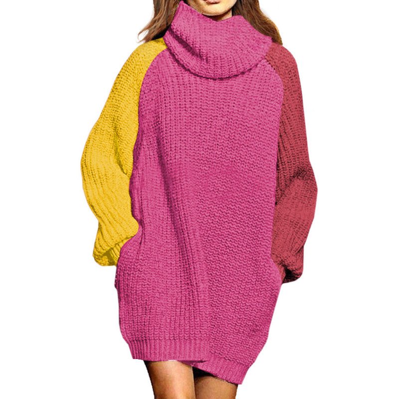 Women's Oversized Turtleneck Pullover Sweater Dress