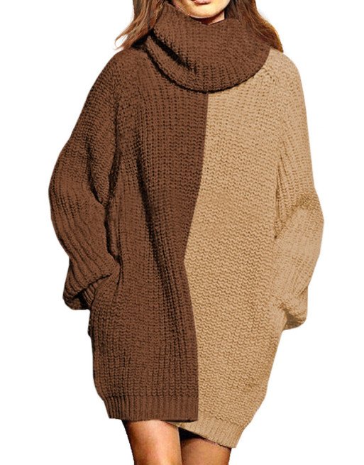 Women's Oversized Turtleneck Pullover Sweater Dress