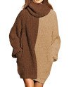 Women's Oversized Turtleneck Pullover Sweater Dress