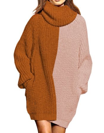 Women's Oversized Turtleneck Pullover Sweater Dress