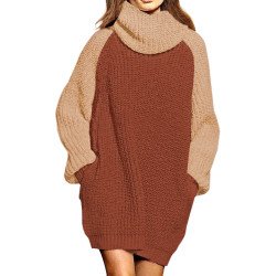 Women's Oversized Turtleneck Pullover Sweater Dress