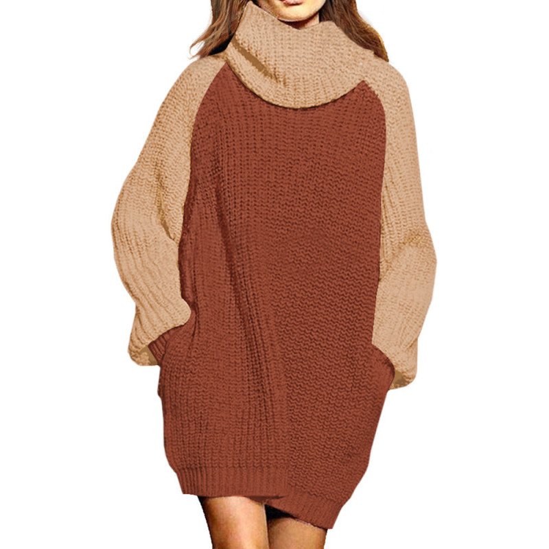 Women's Oversized Turtleneck Pullover Sweater Dress