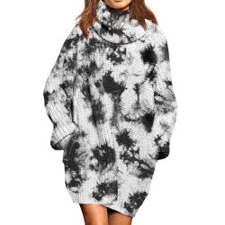 Women's Oversized Turtleneck Pullover Sweater Dress
