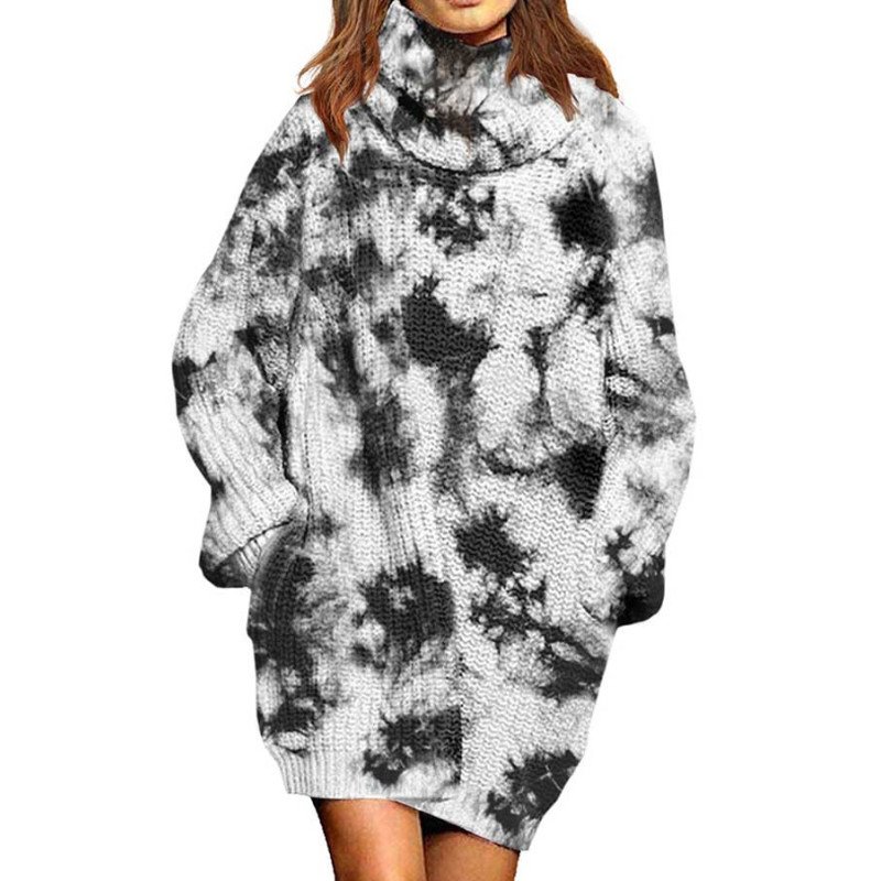 Women's Oversized Turtleneck Pullover Sweater Dress