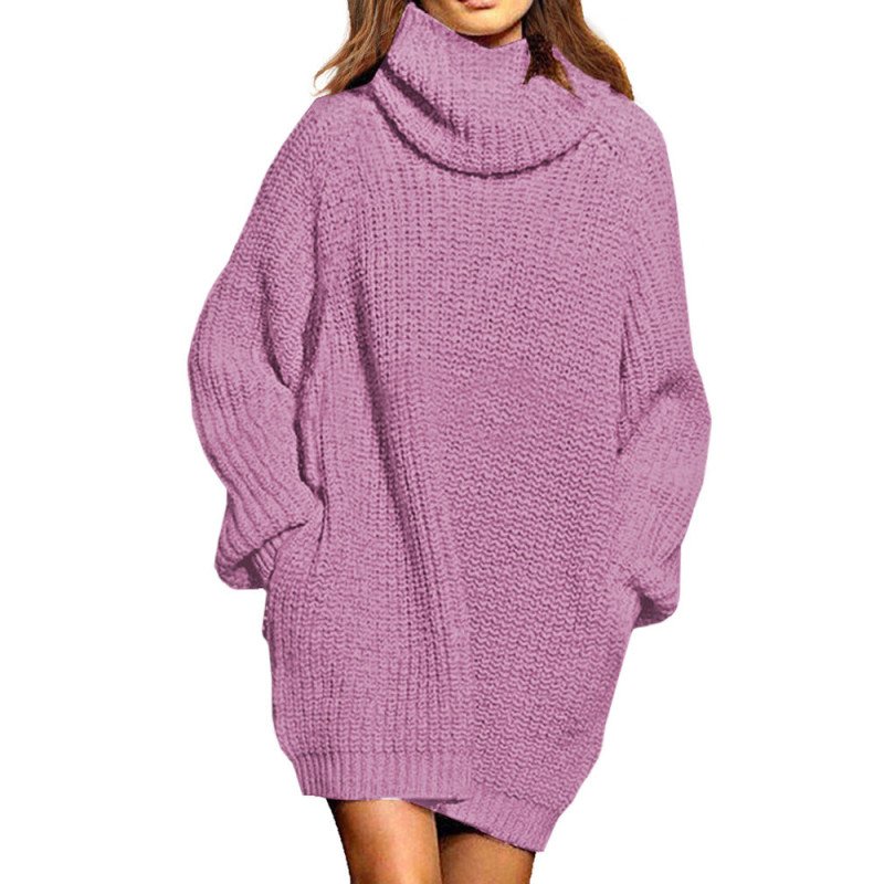 Women's Oversized Turtleneck Pullover Sweater Dress