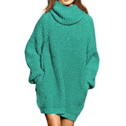 Women's Oversized Turtleneck Pullover Sweater Dress