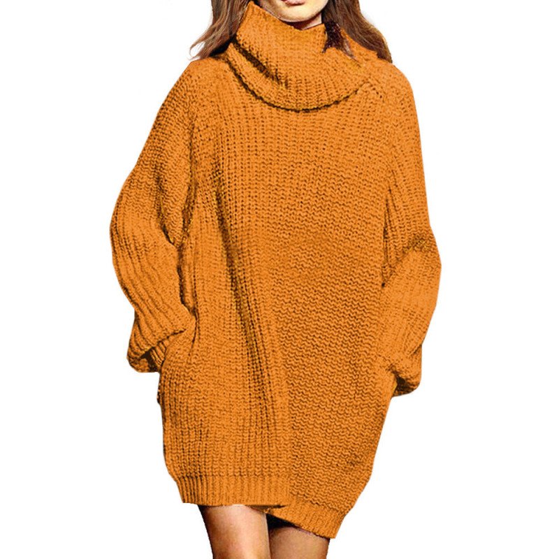 Women's Oversized Turtleneck Pullover Sweater Dress