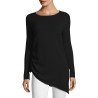 Women's Sheer Knit Inclined Hem Scoop Neck Sweater