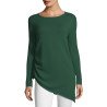 Women's Sheer Knit Inclined Hem Scoop Neck Sweater
