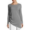 Women's Sheer Knit Inclined Hem Scoop Neck Sweater