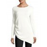 Women's Sheer Knit Inclined Hem Scoop Neck Sweater