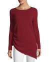 Women's Sheer Knit Inclined Hem Scoop Neck Sweater