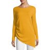 Women's Sheer Knit Inclined Hem Scoop Neck Sweater