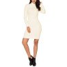Oversized Turtleneck  Loose Balloon Sleeve Ribbed Knit Pullover Dress