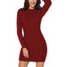 Cable Knit Sweater Dress Long Sleeve Ruby