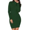 Women's Frilled Turtle Neck Mixed Knit Bodycon Sweater Dress