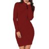 Women's Frilled Turtle Neck Mixed Knit Bodycon Sweater Dress