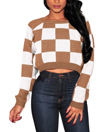 Women's Cropped Cable Knit Raglan Sleeve Sweater