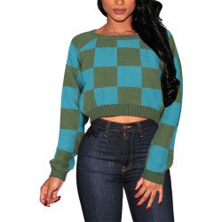 Women's Cropped Cable Knit Raglan Sleeve Sweater
