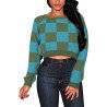 Women's Cropped Cable Knit Raglan Sleeve Sweater