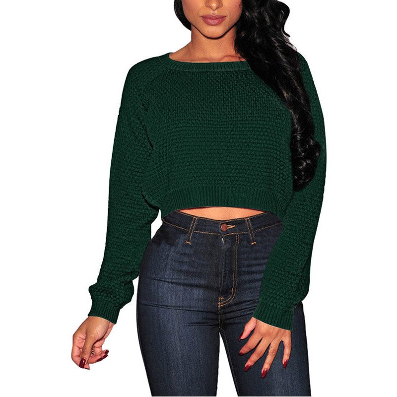 Women's Cropped Cable Knit Raglan Sleeve Sweater