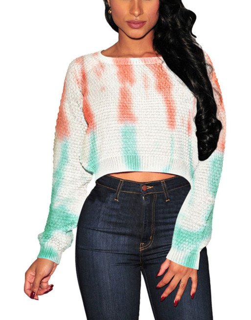 Women's Cropped Cable Knit Raglan Sleeve Sweater