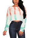Women's Cropped Cable Knit Raglan Sleeve Sweater