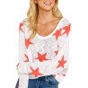 Crew Neck Star Print Loose Sweater White