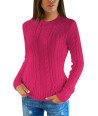 Women's Slim Twisted Cable Knit Crew Neck Sweater