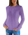 Women's Slim Twisted Cable Knit Crew Neck Sweater