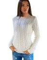 Women's Slim Twisted Cable Knit Crew Neck Sweater