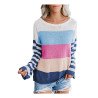 Women's Striped Colorblock Drop Shoulder Light Weight Sweater