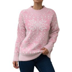 Snowflake Christmas Pullover Sweater Pink