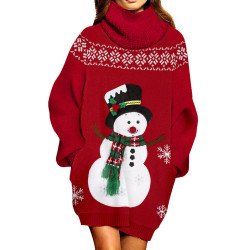 Women Baggy Christmas Print Oversized Pullover Sweater with Pockets