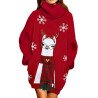 Women Baggy Christmas Print Oversized Pullover Sweater with Pockets