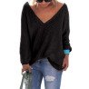 Plus Size V Neck Drop Shoulder Oversized Sweater Black