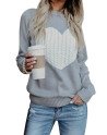 Knit Heart Print Pullover Jumper Gray