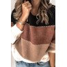 Color Block Long Sleeve Crew Neck Pullover Jumper Sweater