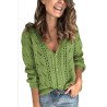 Long Sleeve V Neck Button Front Knit Sweater Oliver Green