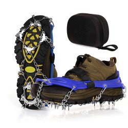 Unigear Ice Cleats, Snow Traction Cleats Crampons for Shoes and Boots L Blue