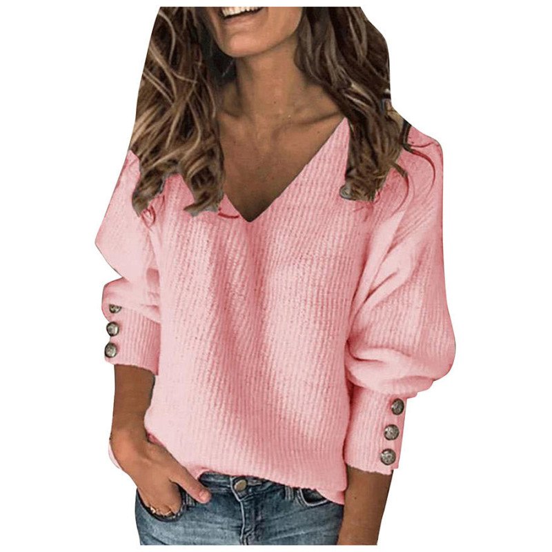 Knitted Oversized Long Sleeve Pink Sweater