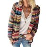Womens Open Front Striped Cardigan Sweater