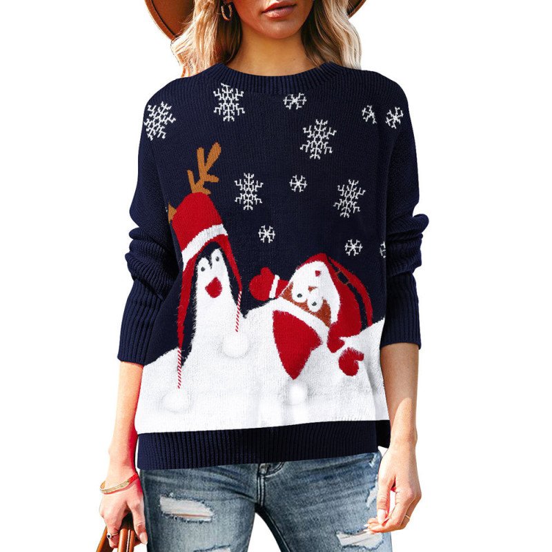 Women's Christmas Tree Santa Clause Snowflake Knitted Sweater